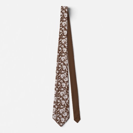 Brown Floral Pattern Custom Necktie ネクタイ (正面)