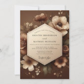 Brown Floral Romantic Woodland Wedding 招待状 (正面)