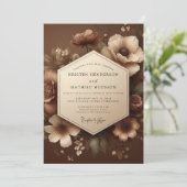Brown Floral Romantic Woodland Wedding 招待状 (スタンド正面)