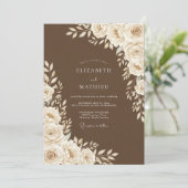 Brown Floral Wedding 招待状 (スタンド正面)