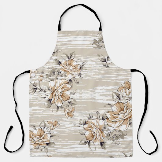 brown flowers pattern on texture backgroundpattern エプロン (正面)
