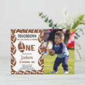 Brown Football Birthday Invitations with photo 招待状 (スタンド正面)