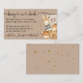 Brown Forest Baby Animals Bring a Book エンクロージャーカード (正面/裏面)