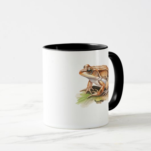Brown Forest Frog Coffee Mug Earthy Nature Art  マグカップ (正面右)