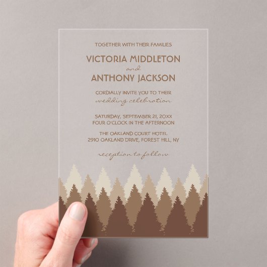 Brown Forest Range Woodland Wedding アクリル招待状 (インサイチュ (ポータブル))