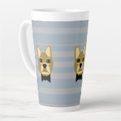 Brown French Bulldog, Stripes カフェラテマグ (左アングル)