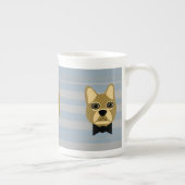 Brown French Bulldog, Stripes ボーンチャイナマグカップ (右)