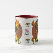 Brown Funny Mushroom Cartoon Character マグカップ (中央)