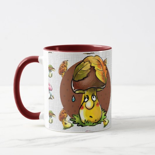 Brown Funny Mushroom Cartoon Character マグカップ (左)