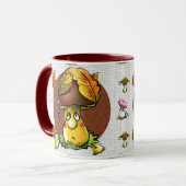 Brown Funny Mushroom Cartoon Character マグカップ (正面左)