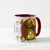 Brown Funny Mushroom Cartoon Character マグカップ (正面右)