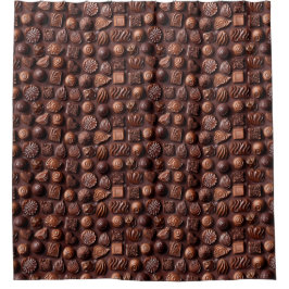 Brown Funny Unique Sweet Chocolate Pattern  シャワーカーテン