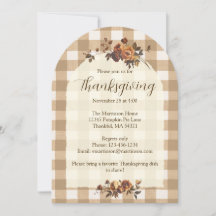 Brown Gingham Autumn Florals Arch Thanksgiving