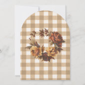 Brown Gingham Autumn Florals Arch Thanksgiving 招待状 (裏面)