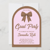 Brown Gingham Bow Arch Photo Graduation Party 招待状 (裏面)