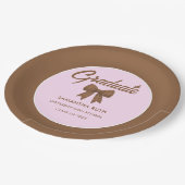 Brown Gingham Bow Graduation Party ペーパープレート (アングル)