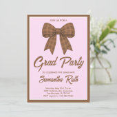 Brown Gingham Bow Graduation Party 招待状 (スタンド正面)