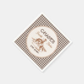 Brown Gingham Rodeo Paper Napkins スタンダードカクテルナプキン (角)