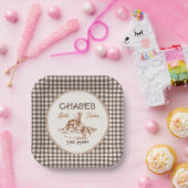 Brown Gingham Rodeo Party Paper Plates ペーパープレート (パーティー)