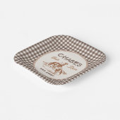 Brown Gingham Rodeo Party Paper Plates ペーパープレート (傾斜あり)