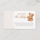 Brown Gingham Teddy Bear Neutral Baby Shower Paper エンクロージャーカード (正面)
