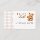 Brown Gingham Teddy Bear Neutral Baby Shower Paper エンクロージャーカード (正面)
