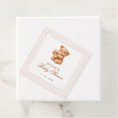 Brown Gingham Teddy Bear Neutral Baby Shower Paper フェイバータグ (インサイチュ)