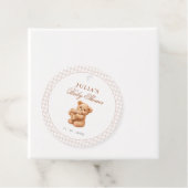 Brown Gingham Teddy Bear Neutral Baby Shower Paper フェイバータグ (インサイチュ)