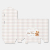 Brown Gingham Teddy Bear Neutral Baby Shower Paper フェイバーボックス (見開き)