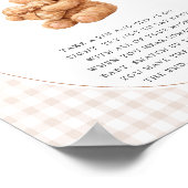 Brown Gingham Teddy Bear Neutral Baby Shower Paper ポスター (角)