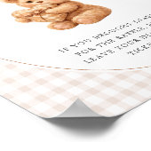 Brown Gingham Teddy Bear Neutral Baby Shower Paper ポスター (角)