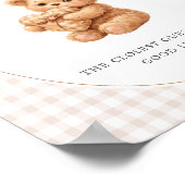 Brown Gingham Teddy Bear Neutral Baby Shower Paper ポスター (角)