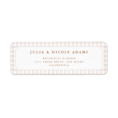 Brown Gingham Teddy Bear Neutral Baby Shower Paper ラベル (正面)