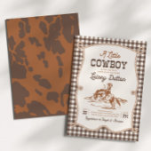 Brown Gingham Western Baby Shower Invitation 招待状