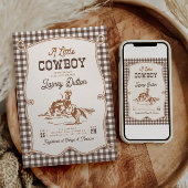 Brown Gingham Western Baby Shower Invitation 招待状