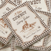 Brown Gingham Western Baby Shower Invitation 招待状