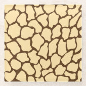 Brown Giraffe Pattern – Minimal Animal Print ガラスコースター (正面)
