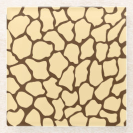Brown Giraffe Pattern – Minimal Animal Print ガラスコースター
