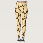 Brown Giraffe Pattern – Minimal Animal Print レギンス (正面)