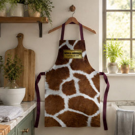 Brown Giraffe Print Faux Fur Realistic Skin エプロン