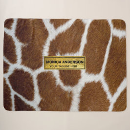 Brown Giraffe Print Faux Fur Realistic Skin シェルパブランケット