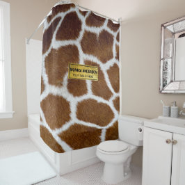 Brown Giraffe Print Faux Fur Realistic Skin シャワーカーテン