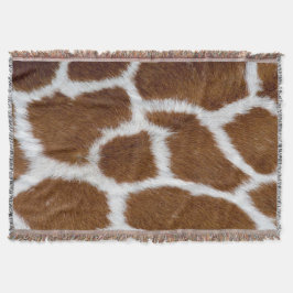 Brown Giraffe Print Faux Fur Realistic Skin スローブランケット