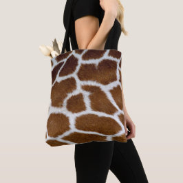 Brown Giraffe Print Faux Fur Realistic Skin トートバッグ