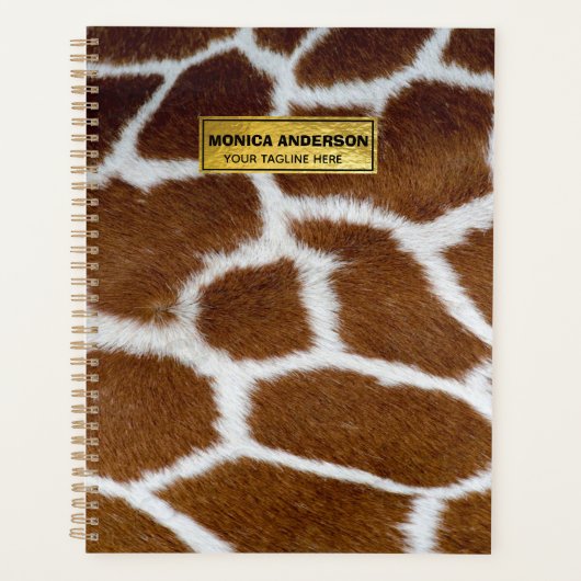 Brown Giraffe Print Faux Fur Realistic Skin プランナー手帳 (正面)