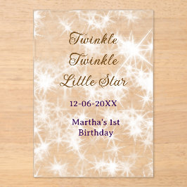 Brown glitter twinkle twinkle little star birthday アクリル招待状