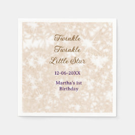 Brown glitter twinkle twinkle little star birthday スタンダードカクテルナプキン
