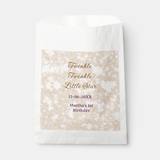 Brown glitter twinkle twinkle little star birthday フェイバーバッグ (正面)