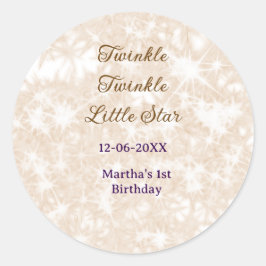 Brown glitter twinkle twinkle little star birthday ラウンドシール