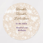Brown glitter twinkle twinkle little star birthday ラベル (デザイン2)